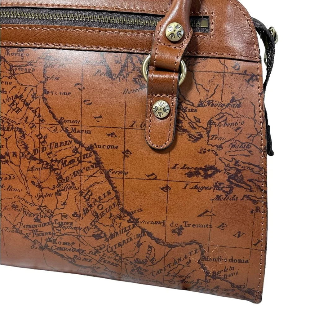 Patricia Nash Signature Map Calvi Square Leather Satchel Shoulder Bag Saddlebag - Picture 6 of 15